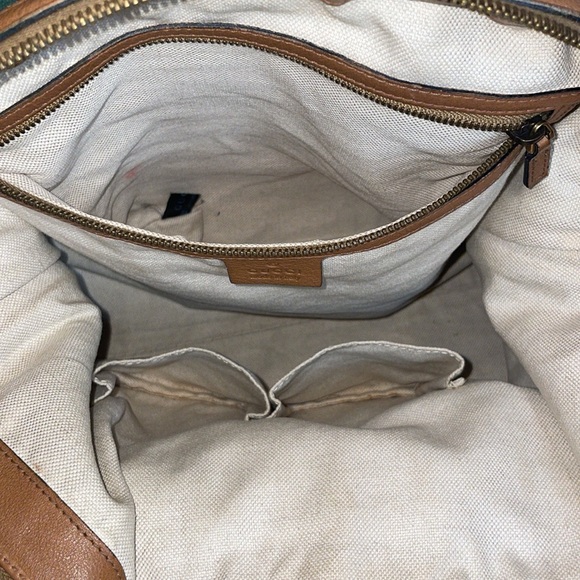 Gucci Rania Monogram GG Web Convertible Satchel Tote Crossbody Bag in Khaki - Picture 14 of 17